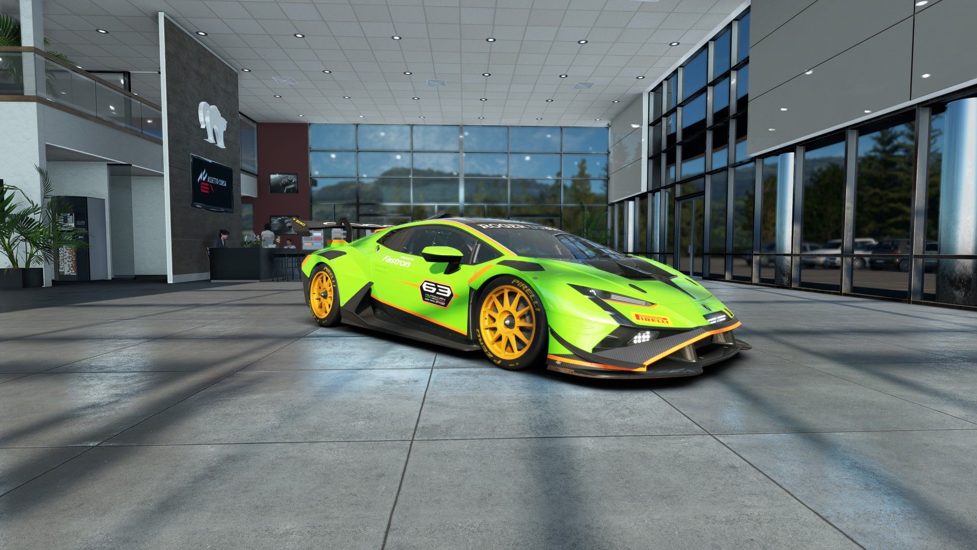 Huracán GT3 EVO2 aparcado en el hall