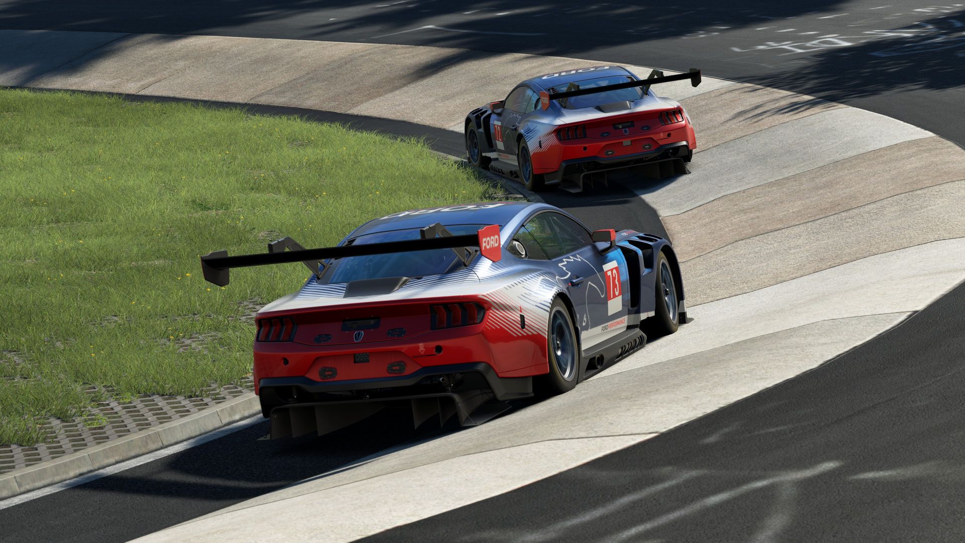 Dos Mustang GT3 encadenando una curva