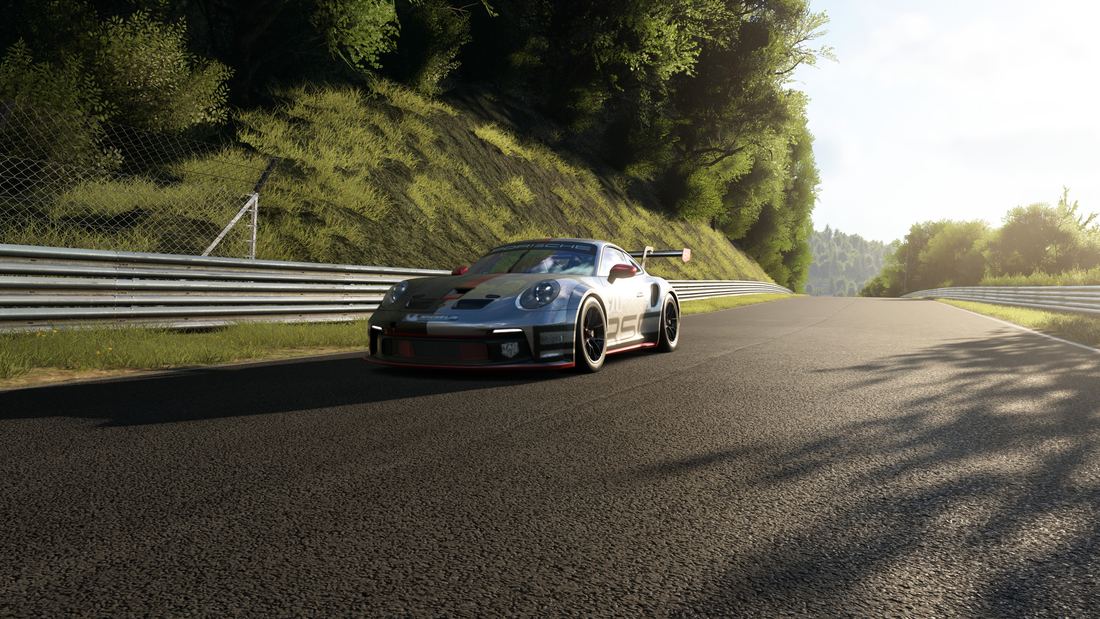 Porsche 911 GT3 Cup entre quitamiedos en la Nordschleife
