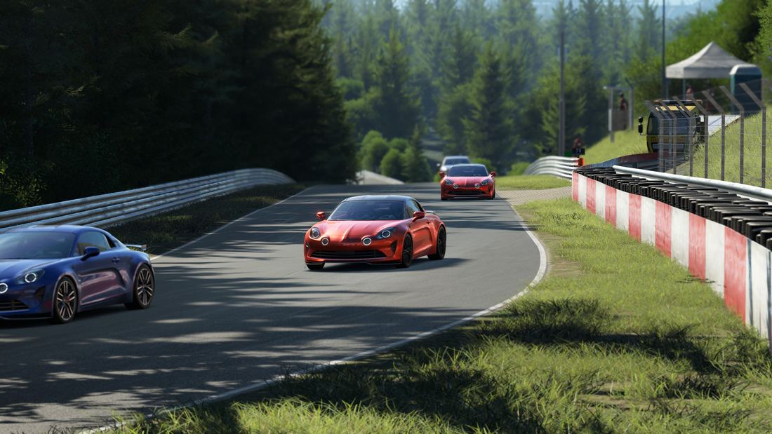 Alpine A110 rodando en fila en la Nordschleife